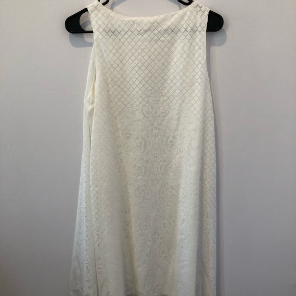 Max Studio White Floral Lace Sleeveless Dress sz L - Picture 4 of 6